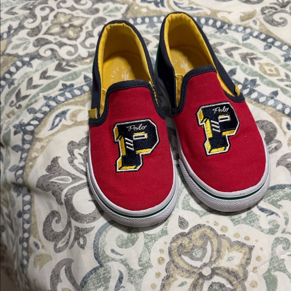 Polo by Ralph Lauren Kids Red and Yellow Slip-On Sneakers